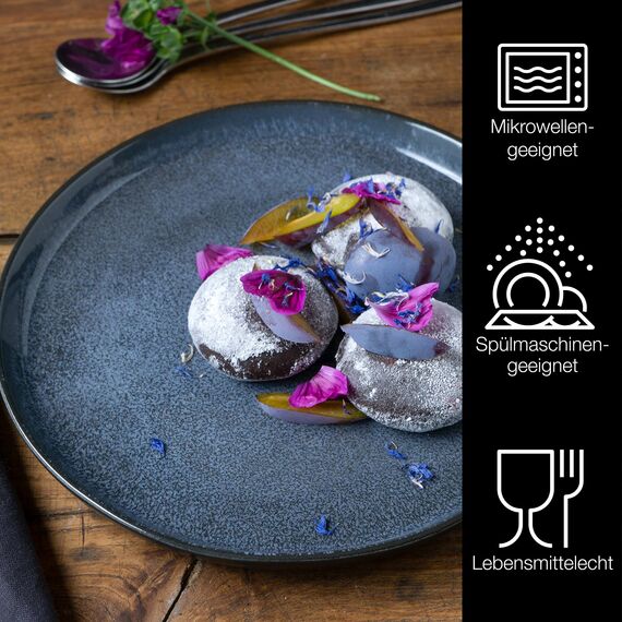 Moritz & Moritz VIDA 6er Dessertteller Set Blau - Stylische Porzellan Frühstücksteller, Kuchenteller für 6 Personen - Spülmaschinen- und Mikrowellengeeignet