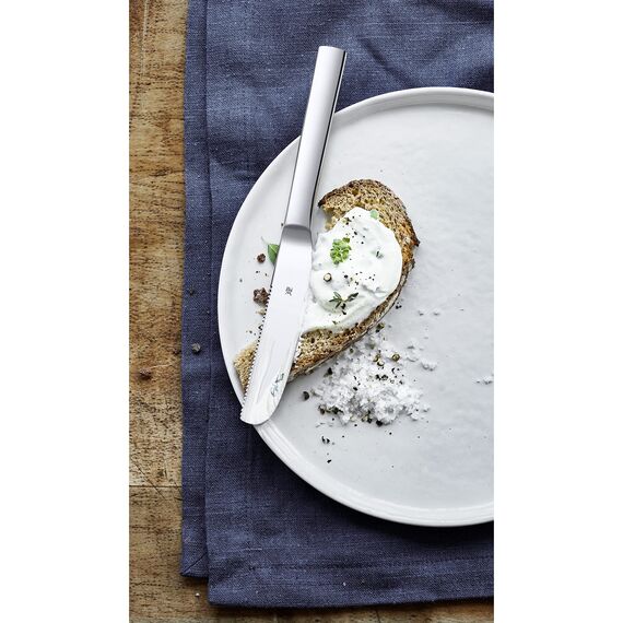 WMF Nuova Brunchmesser Set 2-TLG, Frühstücksmesser 19,5 cm, Brötchenmesser Wellenschliff, Brotzeitmesser, Cromargan Edelstahl poliert