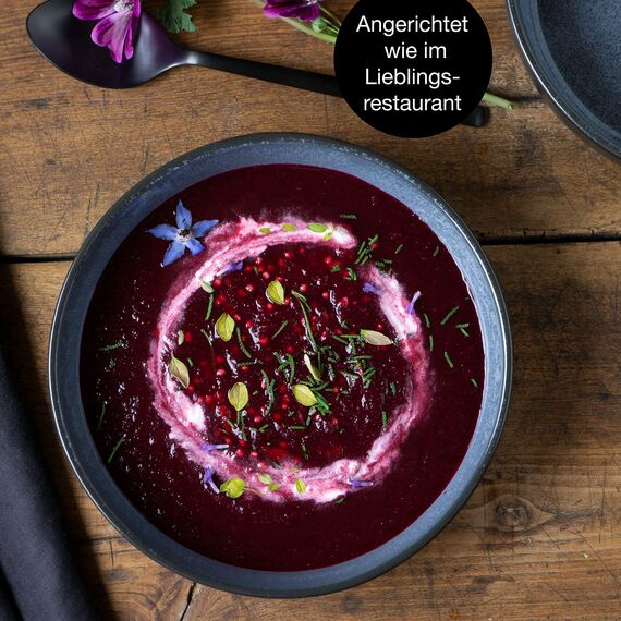 Moritz & Moritz VIDA 6er Suppen Teller Set Blau - Suppenteller für 6 Personen - Porzellan spülmaschinen- und mikrowellengeeignet