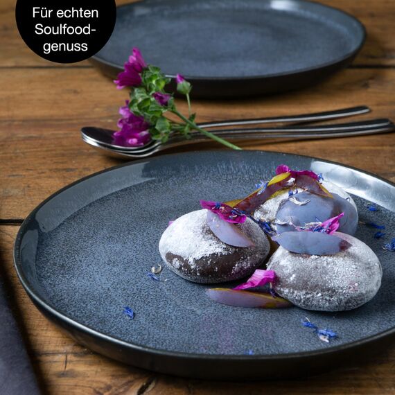 Moritz & Moritz VIDA 6er Dessertteller Set Blau - Stylische Porzellan Frühstücksteller, Kuchenteller für 6 Personen - Spülmaschinen- und Mikrowellengeeignet