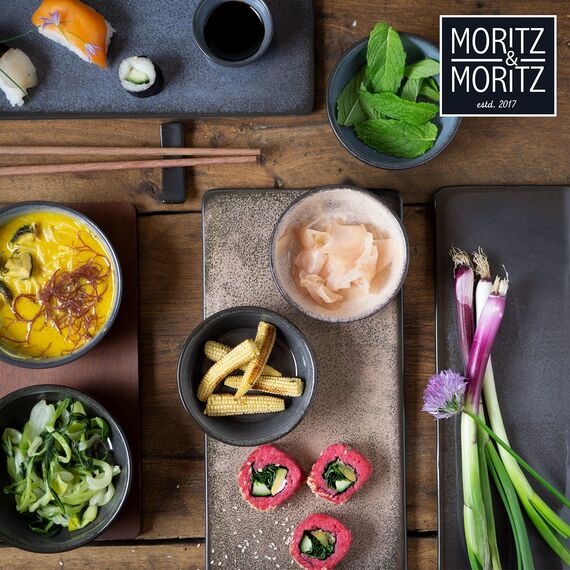 Moritz & Moritz VIDA 4x Miso Schüssel Set 12 cm Ø - Japanisches Geschirr Set aus Keramik für Miso Suppe, Dip und Snacks