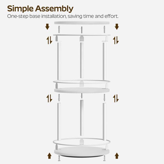 YATINEY Gewürzregal, 3-stufiger drehbarer Organizer, kreisdrehbares Lagerregal, kompakter Gewürzhalter mit Drehscheibe, für Küchentheke, Esstisch, Weiß XSR23WW