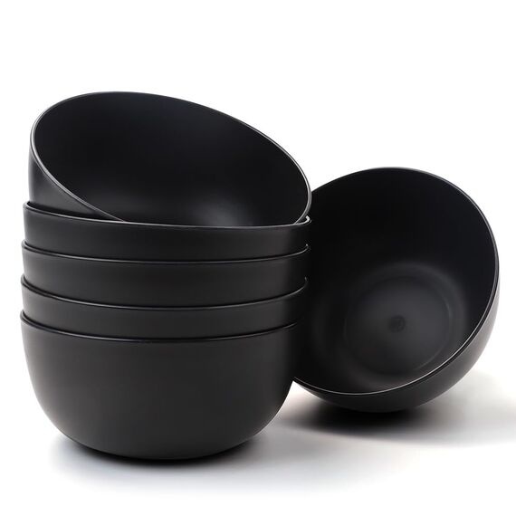 Bugucat Müslischalen, 6 Stück, 1400 ml, Suppenschüsseln, große Kapazität, Kunststoff-Salatschüsseln, Frühstücksschalen für Suppe, Getreide, Ramen, Salat, unzerbrechliche Nudelschalen, Dessertschalen