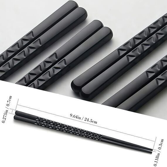 YFWOOD 5 Paar Fiberglas-Essstäbchen, 24.3cm Wiederverwendbare Essstäbchen, Spülmaschinenfest, Geschenk-Set für Sushi, Asiatische Gerichte