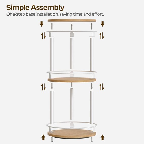 YATINEY Gewürzregal, 3-stufiger drehbarer Organizer, kreisdrehbares Gewürzregal Stehend, kompakter Gewürzhalter mit Drehscheibe, für Küchentheke, Esstisch, Weiß und Natur XSR23WN