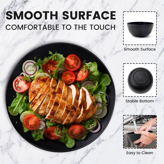 Bugucat Müslischalen, 6 Stück, 1400 ml, Suppenschüsseln, große Kapazität, Kunststoff-Salatschüsseln, Frühstücksschalen für Suppe, Getreide, Ramen, Salat, unzerbrechliche Nudelschalen, Dessertschalen