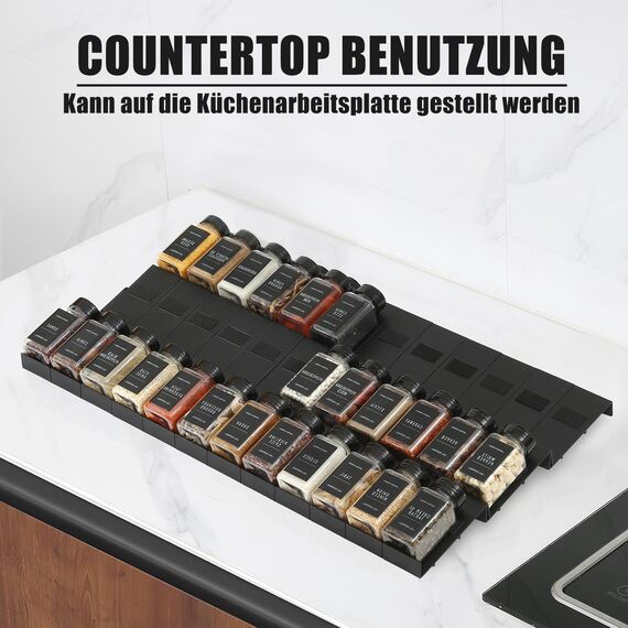 Famhap Gewürz Organizer Schublade, 48 Stück Patchworkable Gewürzregal Schublade, Küchen Organizer schublade für Gewürzgläser, Spice Rack Schublade für Gewürze Aufbewahrung