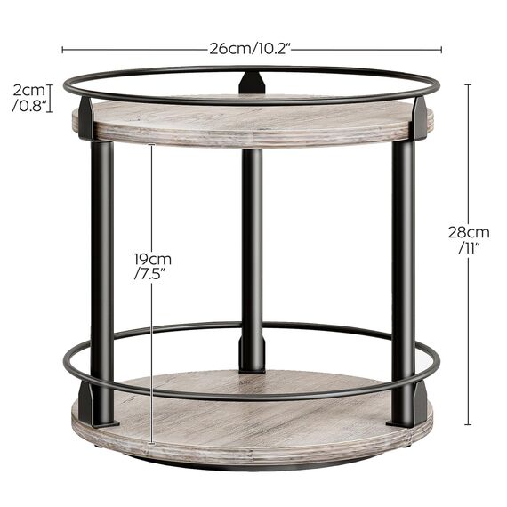 YATINEY Gewürzregal, 2-stufiger drehbarer Organizer, kreisdrehbares Lagerregal, kompakter Gewürzhalter mit Drehscheibe, für Küchentheke, Esstisch, Greige und Schwarz XSR22BG