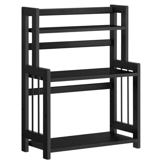 SONGMICS Gewürzregal mit 3 Ebenen, Küchenregal, Aufbewahrungsregal, für Arbeitsplatte, Bambusgestell, für Küche, Esszimmer, Büro, ebenholzschwarz OFS047B02