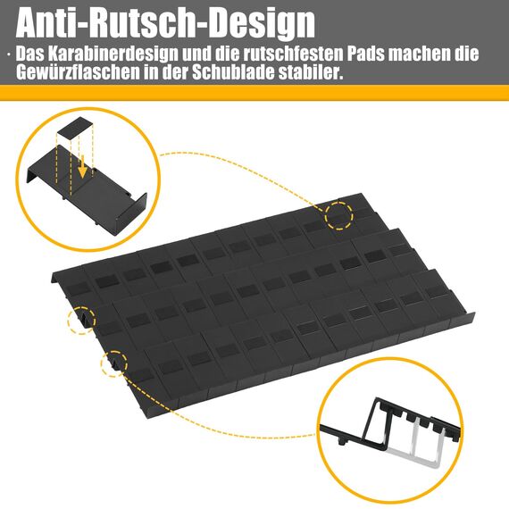 Famhap Gewürz Organizer Schublade, 48 Stück Patchworkable Gewürzregal Schublade, Küchen Organizer schublade für Gewürzgläser, Spice Rack Schublade für Gewürze Aufbewahrung