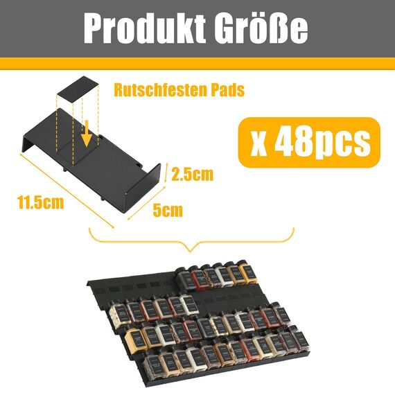 Famhap Gewürz Organizer Schublade, 48 Stück Patchworkable Gewürzregal Schublade, Küchen Organizer schublade für Gewürzgläser, Spice Rack Schublade für Gewürze Aufbewahrung
