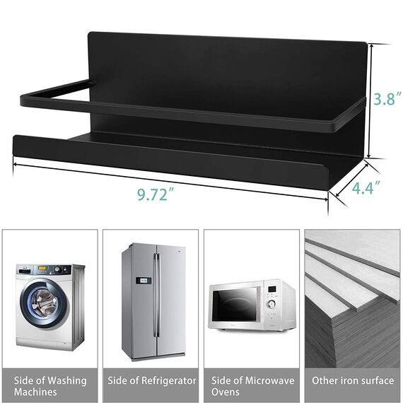 DoDuo Kühlschrankregal, 2-teilig, magnetisch, Gewürzregal, Kühlschrank, magnetisch, platzsparend, Platz für die Küche (Schwarz)