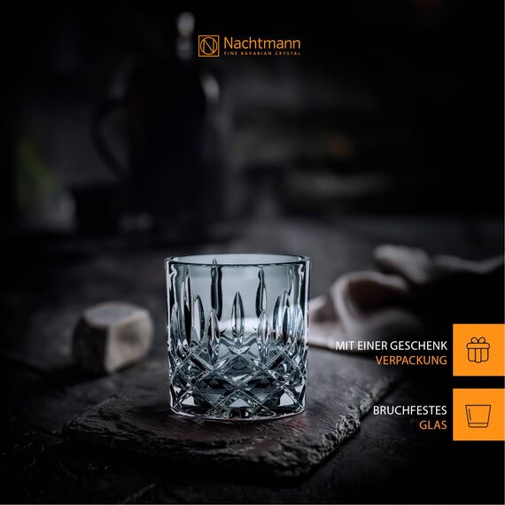 Nachtmann 4-teiliges Whisky Gläser Set, 240 ml, Noblesse, 98857, Single Old Fashioned Whiskygläser aus Kristallglas, Whisky Tumbler spülmaschinenfest