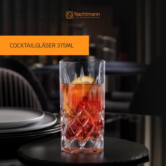 Nachtmann 4-teiliges Longdrinkgläser Set, 395 ml, Noblesse, 89208, Cocktailgläser aus Kristallglas, Trinkgläser spülmaschinenfest