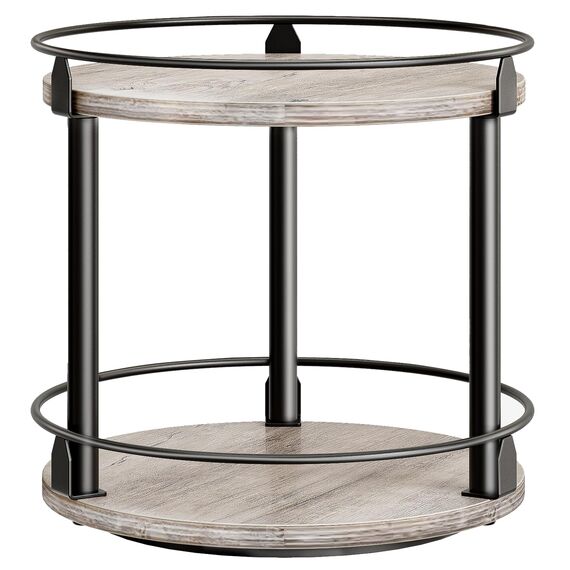 YATINEY Gewürzregal, 2-stufiger drehbarer Organizer, kreisdrehbares Lagerregal, kompakter Gewürzhalter mit Drehscheibe, für Küchentheke, Esstisch, Greige und Schwarz XSR22BG