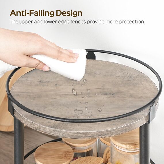 YATINEY Gewürzregal, 2-stufiger drehbarer Organizer, kreisdrehbares Lagerregal, kompakter Gewürzhalter mit Drehscheibe, für Küchentheke, Esstisch, Greige und Schwarz XSR22BG