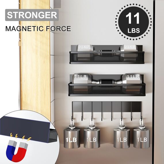 Aufworld Magnetische Gewürzregal für Kühlschrank, 3 Pack magnetische Regal, bewegliche magnetische Kühlschrank Veranstalter mit 8-Haken-Regal für Küche Organisation und Lagerung