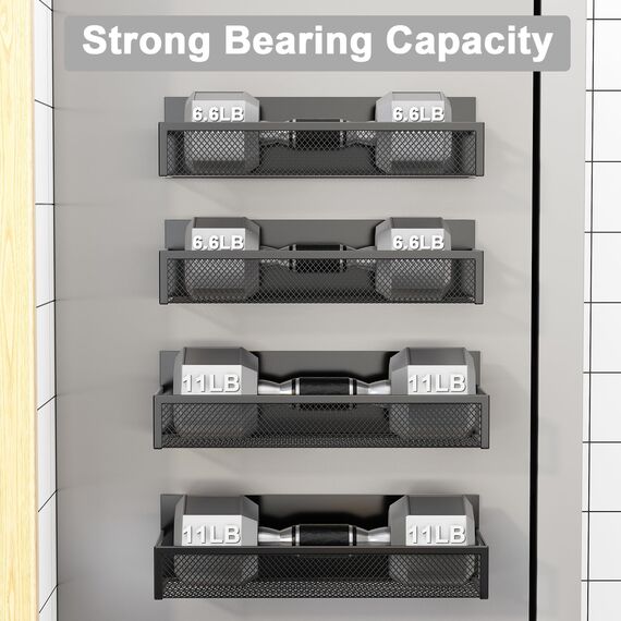 Aufworld Magnetisches Gewürzregal für Kühlschrank, 4 Pack Magnetregal, Kühlschrank Magnet Organizer mit beweglichen 8 Haken, Magnetisches Kühlschrankregal für Küchenorganisation und Lagerung (4 PACK)