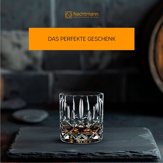 Nachtmann 4-teiliges Whisky Gläser Set, 240 ml, Noblesse, 98857, Single Old Fashioned Whiskygläser aus Kristallglas, Whisky Tumbler spülmaschinenfest