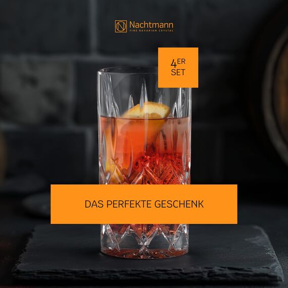 Nachtmann 4-teiliges Longdrinkgläser Set, 395 ml, Noblesse, 89208, Cocktailgläser aus Kristallglas, Trinkgläser spülmaschinenfest