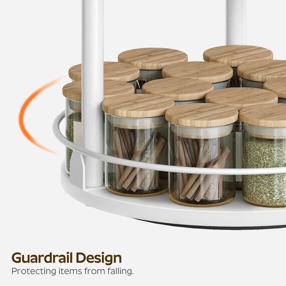 YATINEY Gewürzregal, 3-stufiger drehbarer Organizer, kreisdrehbares Lagerregal, kompakter Gewürzhalter mit Drehscheibe, für Küchentheke, Esstisch, Weiß XSR23WW