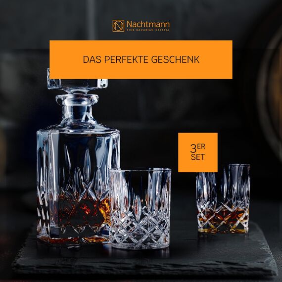Nachtmann 3-teiliges Whisky Set, Karaffe 750 ml mit 2 Whiskygläsern 295 ml, Noblesse, 91899, Whisky Geschenkset aus Kristallglas, spülmaschinenfest