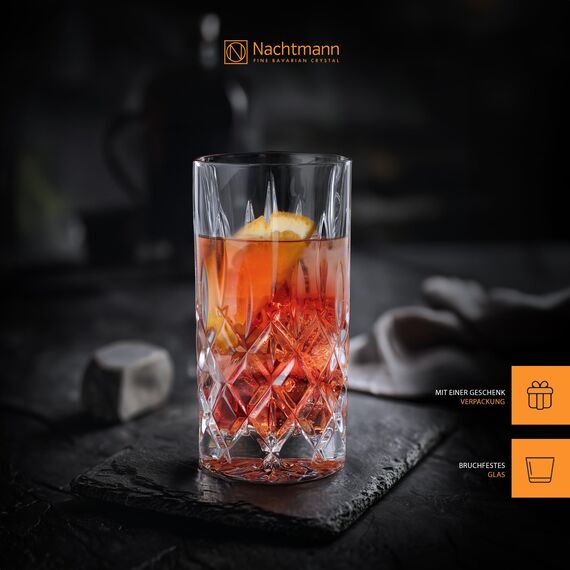 Nachtmann 4-teiliges Longdrinkgläser Set, 395 ml, Noblesse, 89208, Cocktailgläser aus Kristallglas, Trinkgläser spülmaschinenfest