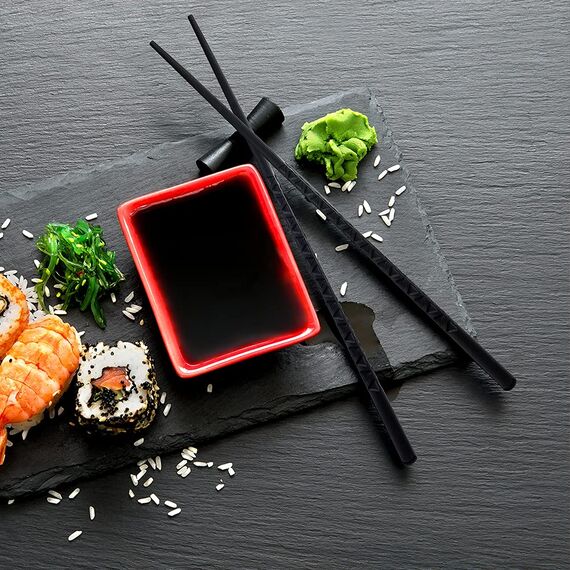 YFWOOD 5 Paar Fiberglas-Essstäbchen, 24.3cm Wiederverwendbare Essstäbchen, Spülmaschinenfest, Geschenk-Set für Sushi, Asiatische Gerichte