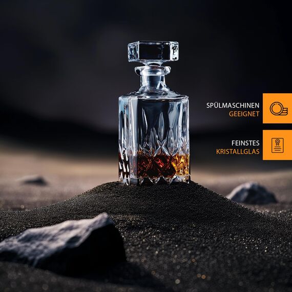 Nachtmann 3-teiliges Whisky Set, Karaffe 750 ml mit 2 Whiskygläsern 295 ml, Noblesse, 91899, Whisky Geschenkset aus Kristallglas, spülmaschinenfest