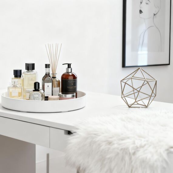 PIGPIGFLY Küchen Organizer,Drehteller Organizer Küche,360 Grad Rotierender Vorratsbehälter Für Lebensmittel,Gewürzhalter aus Rostfreiem Edelstahl,Lazy Susan(Weiß/25cm)