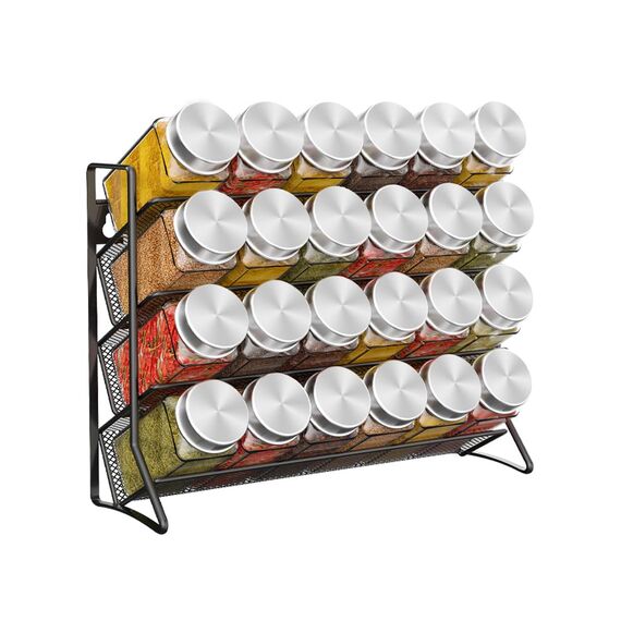 Bomclap Gewürzregal kein Gewürzglas Stehend gewürz regal küchenregal metall Hält viel gewürzgläser Gewürz Organizer für Küchenschrank und Arbeitsfläche, gewürzgläser nicht enthalten, Schwarz