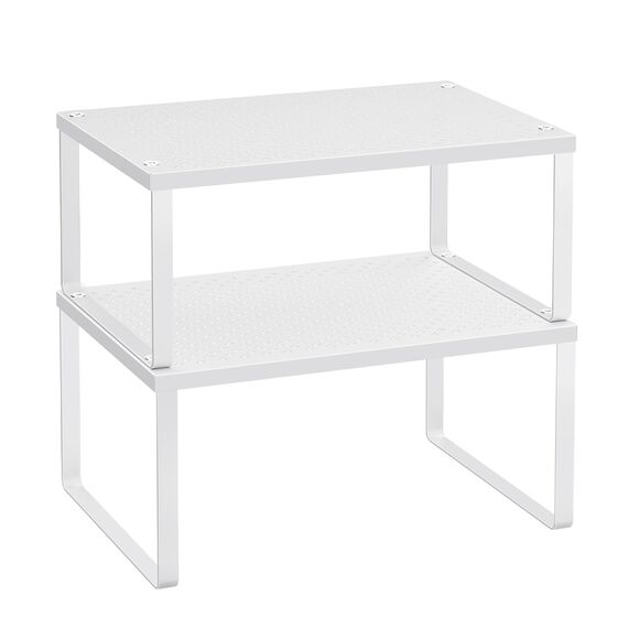 SONGMICS Gewürzregal, 2er Set, Küchenregal, Küchen-Organizer, Küche, Gewürzhalter, erweiterbar, stapelbar, kleines Regal, Metall, weiß KCS01WT