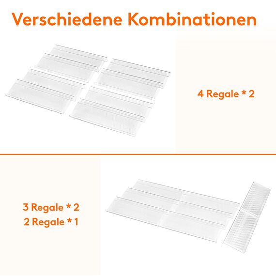 Lifewit Gewürzregal Schubladen, Gewürz Schubladen Organizer Küche Breite 33 bis 66 cm, 8 Stück, 4 Etagen, Abnehmbares Gewürz Schubladeneinsatz, Spice Rack für Arbeitsplatte/Schrank/Regal, Durchsichtig
