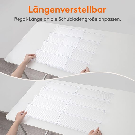 Lifewit Gewürz Organizer Schublade, 6 Stück Abnehmbares Gewürzregal Schublade Breite 20 bis 40 cm, 3 Etagen Gewürz Schubladeneinsatz aus Kunststoff, Spice Rack für Arbeitsplatte/Schrank, Durchsichtig