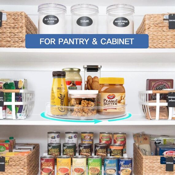 Drehteller Kühlschrank Organizer Lazy Susan 23,5cm, 360° Rondell Küchen Organizer Drehbarer Gewürzhalter für Gewürz Speisekammer Schrank Badezimmer Kommode.(Transparent)
