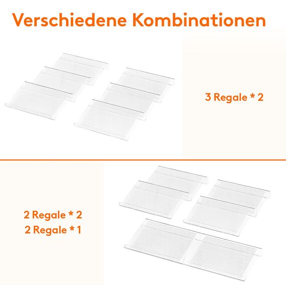 Lifewit Gewürz Organizer Schublade, 6 Stück Abnehmbares Gewürzregal Schublade Breite 20 bis 40 cm, 3 Etagen Gewürz Schubladeneinsatz aus Kunststoff, Spice Rack für Arbeitsplatte/Schrank, Durchsichtig