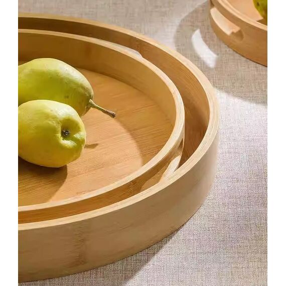 PIGPIGFLY Küchen Organizer, Drehteller Organizer Küche, 360 Grad Rotierender Vorratsbehälter Für Lebensmittel Especias y,Gewürzhalter aus Naturbambus, Lazy Susan 35cm