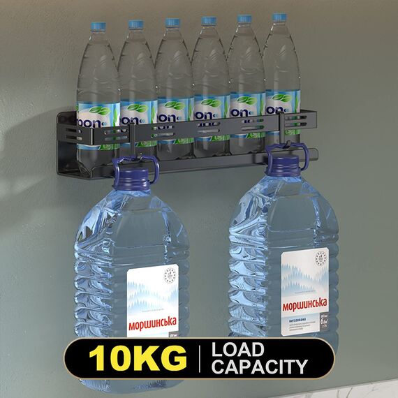 CZKDTT Gewürzregal Selbstklebend, Küchenregal Wand Ohne Bohren, Schranktür Hängend Mit 4 Abnehmbaren Haken, Organizer für Küche, 40cm Schwarz