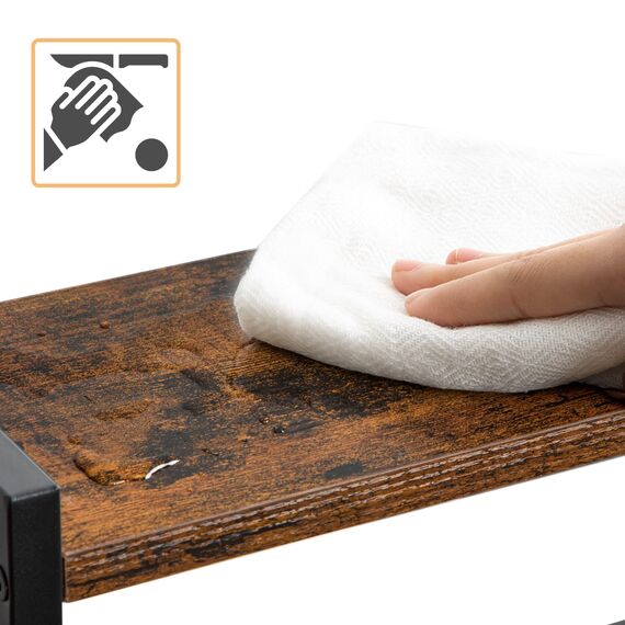 HOOBRO Gewürzregal, Küchenregal mit 3 Haken, Gewürzständer mit Messerhalter, Schreibtisch Organizer, Verstellbare Füße, für Esszimmer, Küchen, Badezimmer, Dunkelbraun-Schwarz, EBF01TL01