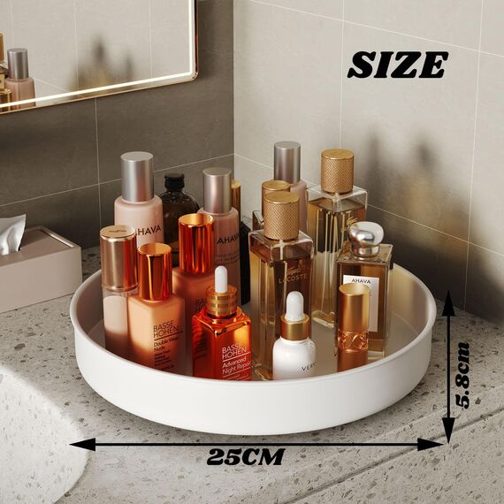 PIGPIGFLY Küchen Organizer,Drehteller Organizer Küche,360 Grad Rotierender Vorratsbehälter Für Lebensmittel,Gewürzhalter aus Rostfreiem Edelstahl,Lazy Susan(Weiß/25cm)