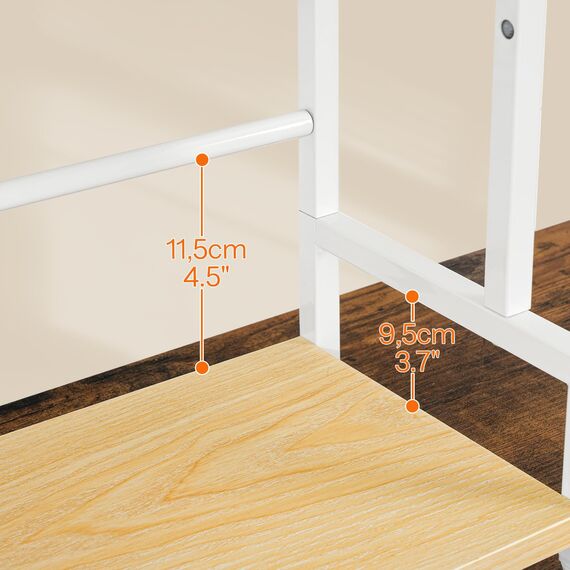 HOOBRO Gewürzregal, Küchenregal mit 3 Haken und Messerhalter, Gewürzständer, Küchen-Organizer auf der Arbeitsplatte, Gewürzhalter, für Küche, Esszimmer, Badezimmer, Holzfarbe und Weiß EWN01TL01