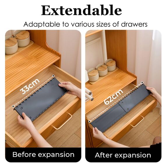 Homhut Gewürzregal Schublade 5 Etagen, Gewürz Organizer Schublade, Gewürz Schubladeneinsatz, Schubladen Ordnungssystem von 33cm bis 62cm, Organizer für Küche, Arbeitsfläche, Schrank, Regal