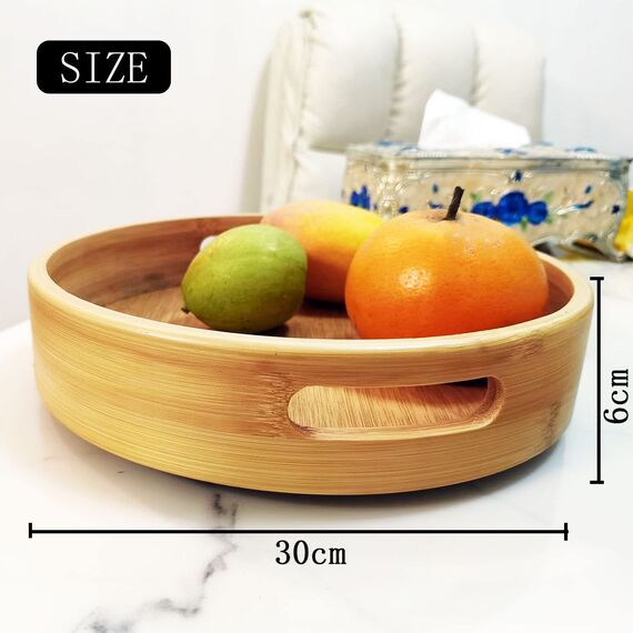 PIGPIGFLY Küchen Organizer, Drehteller Organizer Küche, 360 Grad Rotierender Vorratsbehälter Für Lebensmittel Especias y,Gewürzhalter aus Naturbambus, Lazy Susan 35cm