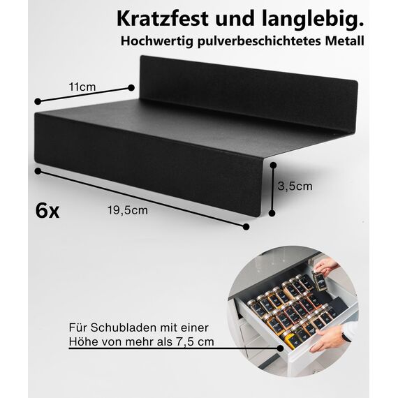 Deco haus® Gewürzregal Schublade aus Metall [MIT 24 GEWÜRZGLÄSER & ETIKETTEN] - Gewürzeinsatz Schublade - Gewürzschublade Organizer - Gewürz Schubladeneinsatz Gewürze - Gewürzorganizer