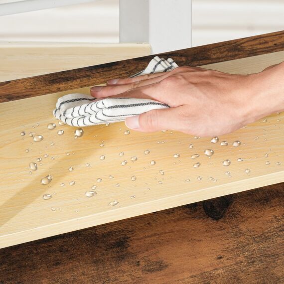 HOOBRO Gewürzregal, Küchenregal mit 3 Haken und Messerhalter, Gewürzständer, Küchen-Organizer auf der Arbeitsplatte, Gewürzhalter, für Küche, Esszimmer, Badezimmer, Holzfarbe und Weiß EWN01TL01