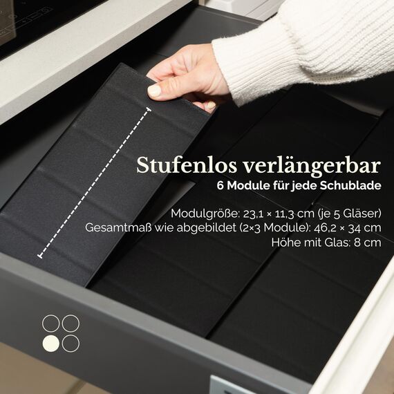 Greeano Gewürzgläser mit Regal [24 x 120ml] inkl. 300 Gewürzetiketten [DE] - Gewürzregal mit Gläsern - Gewürz Organizer Schublade - Gewürzregal Schublade mit Gläsern Gewurzregalsystem Schwarz