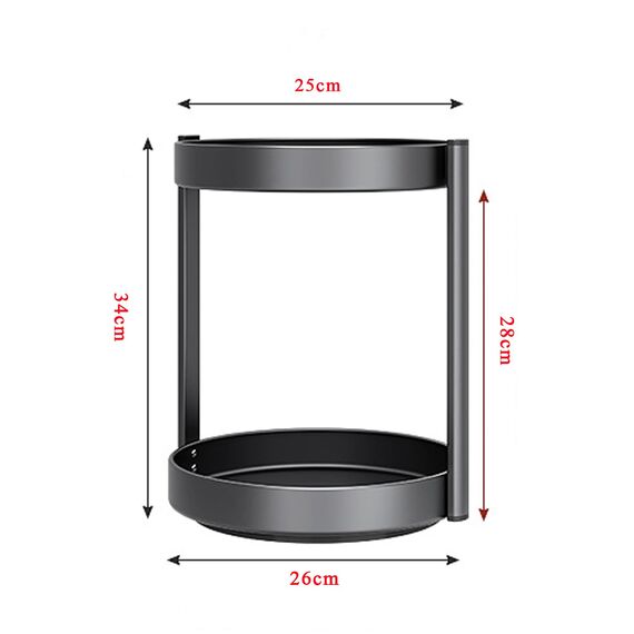 JOUING Drehteller Organizer Gewürzregal Drehbar 2 Etagen Metall Lazy Susan für Schrank Drehbares Gewürzregal für Küche Organizer für Kosmetik, Badezimmer (Weiß)
