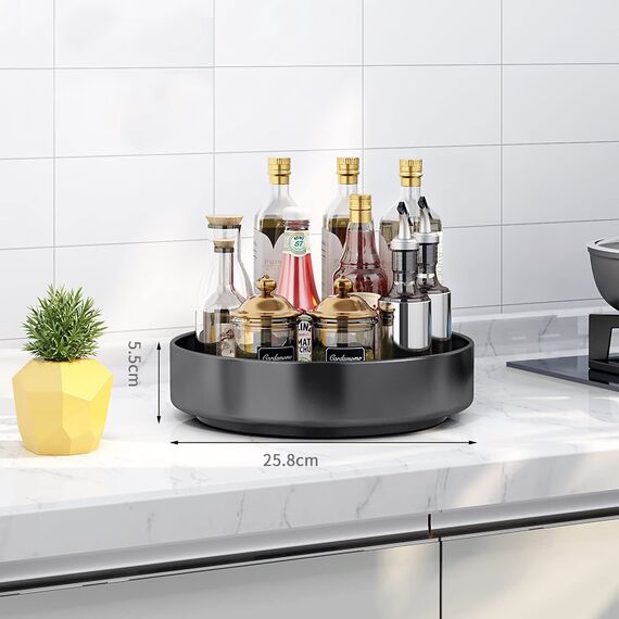 XNTONG - Drehbares gewürzregal, Drehteller Organizer, Für Küche, Bad, Arbeitsplatte, Abstellraum, Kühlschränken, Büro usw, 25,8 cm Drehbares tablett aus Stahl