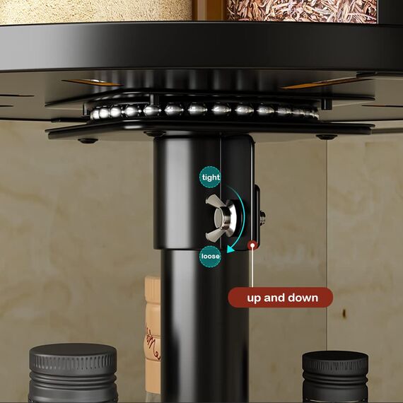 YunNasi Gewürzregal Drehbar 2 Etagen Schwarz Lazy Susan Küchenregal Stehend für Arbeitsplatte Küchenorganizer Eckregal Ohne Bohren