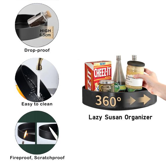 XNTONG - Drehbares gewürzregal, Drehteller Organizer, Für Küche, Bad, Arbeitsplatte, Abstellraum, Kühlschränken, Büro usw, 25,8 cm Drehbares tablett aus Stahl